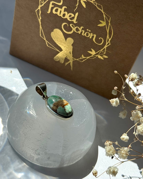 Variscit-Anhänger – eingefasst in 925er Silber