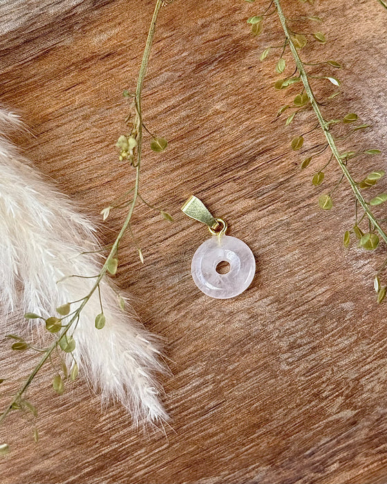 Rosenquarz Donut Anhänger 1,2cm 925er Stiftöse rhodiniert