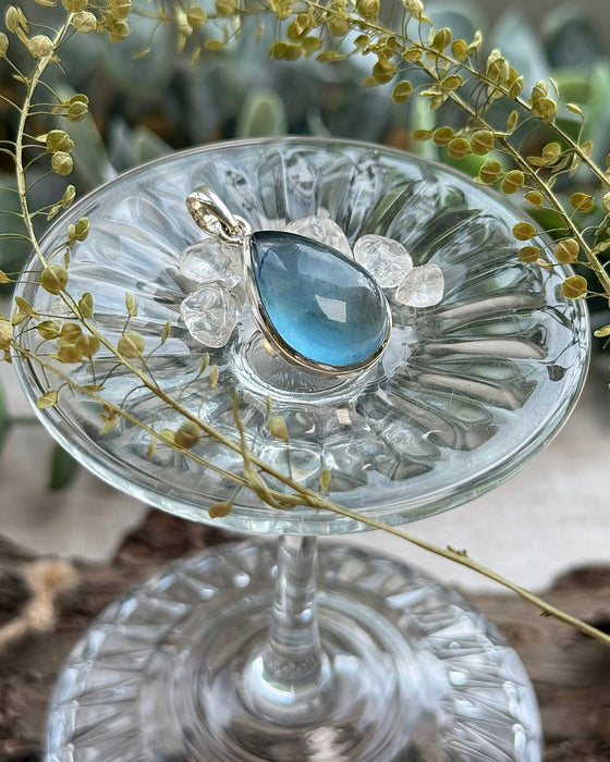 Fluorit Anhänger blau in 925er silber eingefasst