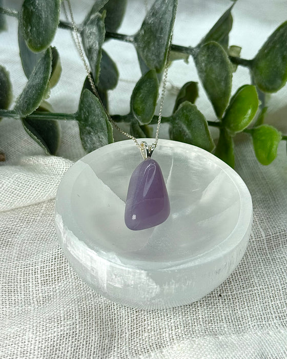 Lavendelfluorit Anhänger 925er Silber Doppelschlaufe