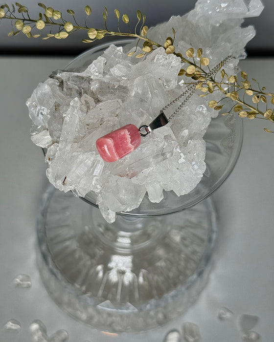 Rhodochrosit Anhänger – mit rhodinierter 925er Silberstiftöse, 1,3cm