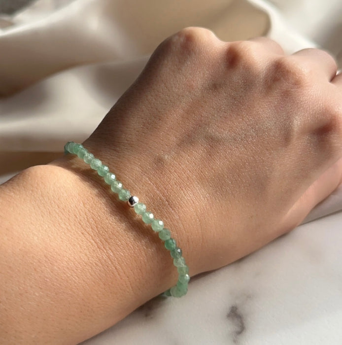 Aventurin Armband facettiert 4mm mit 925er Silberperle