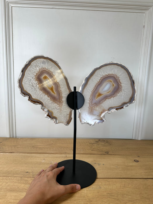 Achat Schmetterlingsflügel auf Metallständer B199