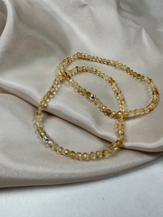 Citrin gebrannt facettiertes Armband 3mm mit 925er Silberperle