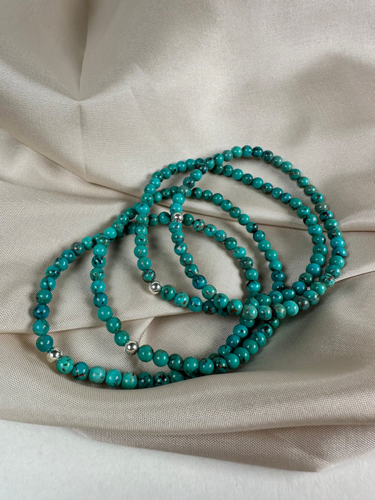 Türkis Kugelarmband high quality 4mm mit 925er Silberperle
