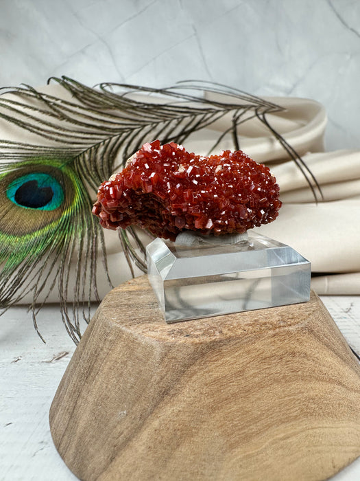 Vanadinit Rohkristall auf Acrylsockel B15