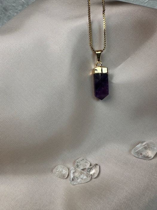 Amethyst Anhänger galvanisiert vergoldet filigran