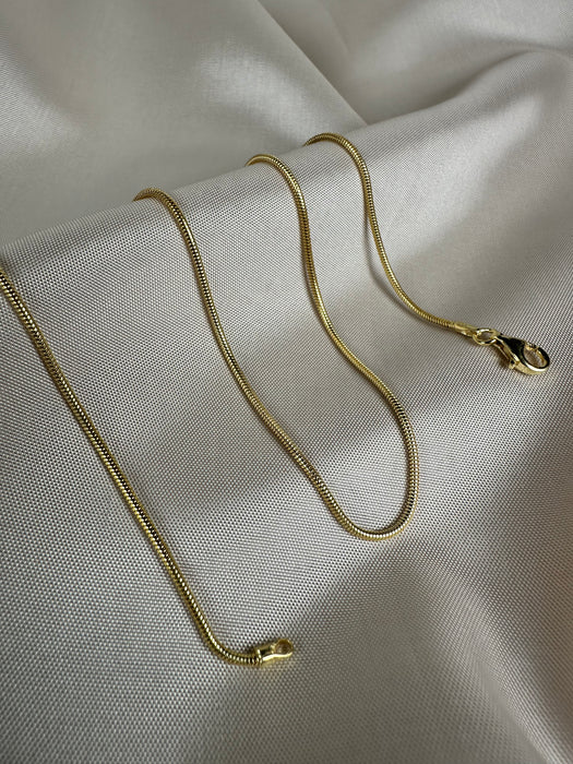 925er Silber Schlangenkette vergoldet 38cm