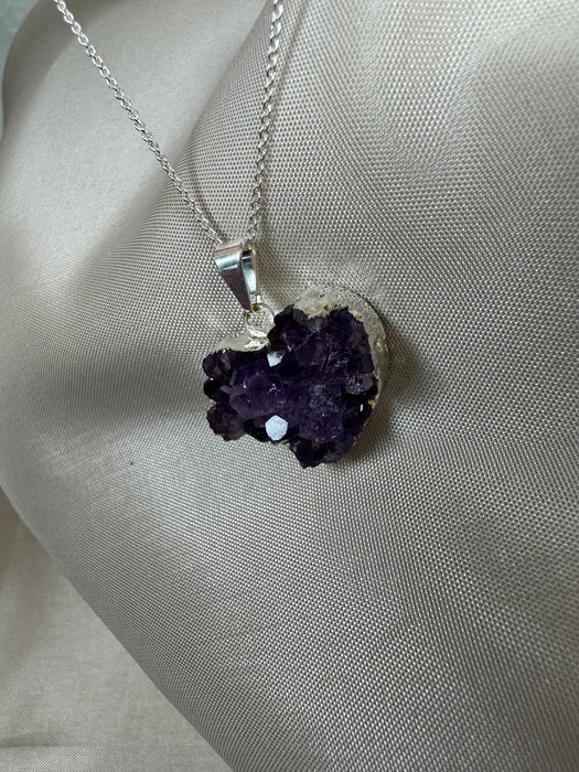 Amethyst Herz Anhänger galvanisiert versilbert D19