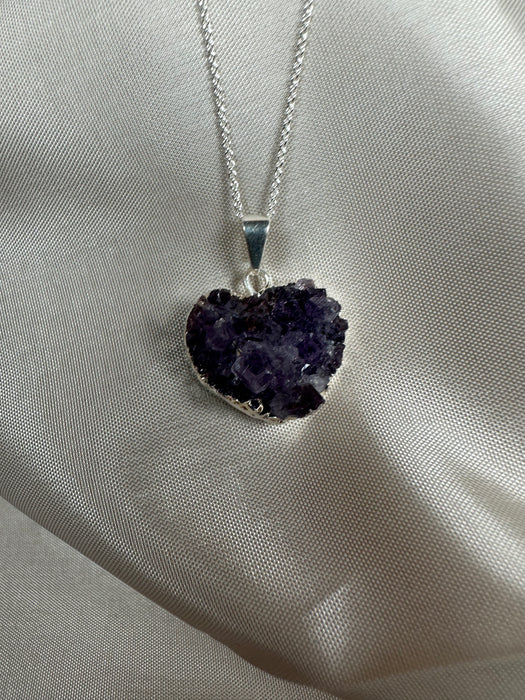 Amethyst Herz Anhänger galvanisiert versilbert E19