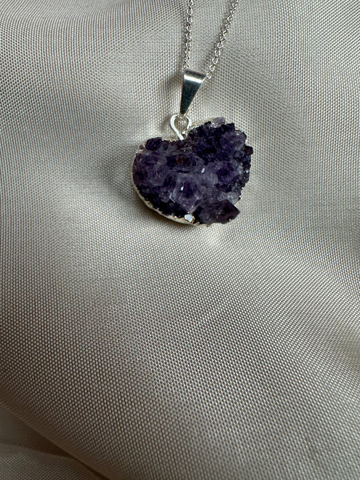 Amethyst Herz Anhänger galvanisiert versilbert E19