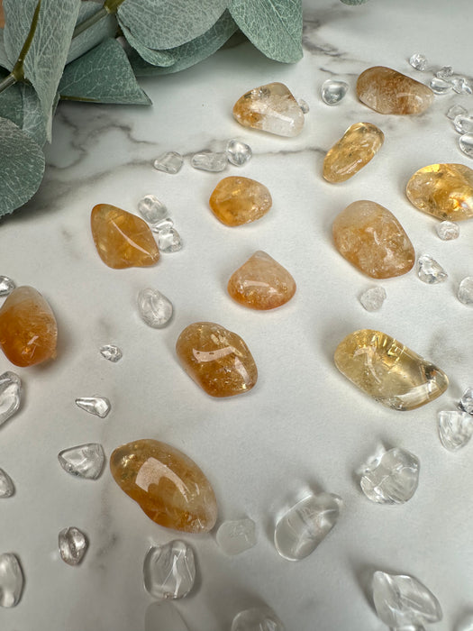 Citrin Trommelstein gebrannt