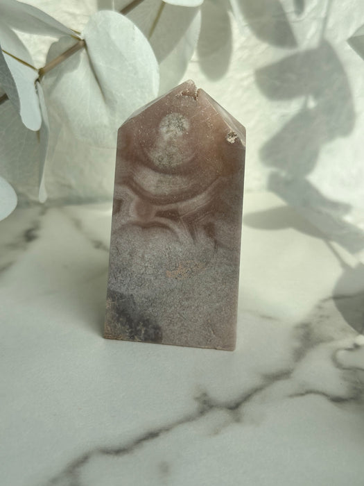 Pinke Amethyts Flamme mit Blumenachat Q29