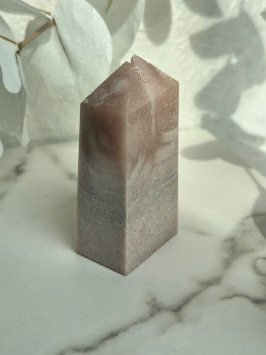 Pinke Amethyts Flamme mit Blumenachat Q29