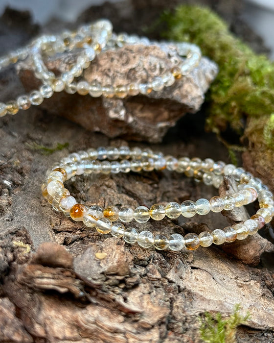 Gebrannter Citrin Armband 5 mm Kugeln ca. 17 cm Umfang