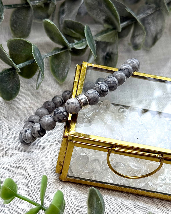 Greystone Männerarmband mit Silberperle, 19cm Umfang