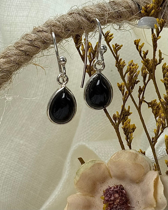 Onyx Tropfen-Ohrringe 925er Silber