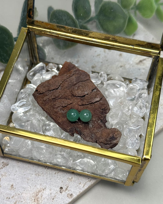 Aventurin Ohrstecker 925 Silber – zarte grüne Edelstein-Ohrringe 0,6 cm