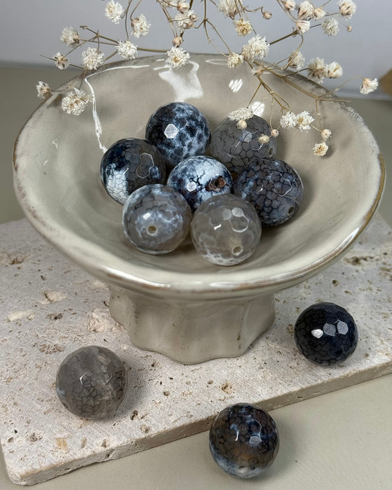 Schlangenhaut-Achat-Kugeln facettiert & gebohrt – 2 cm | Edelsteine für Schmuck & kreative Gestaltung | Schutz & Wandlung