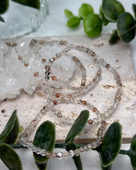 Kupfer-Rutilquarz-Armband elastisch mit 925er Silberöse, 17 cm Umfang