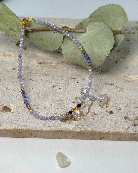 Zirkon Armband mit Lapislazuli und Zirconia Stein vergoldete Elemente