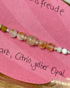 Verstellbares Makramee Edelsteinarmband in Gelbtönen mit Rutilquarz Citrin gelbem Opal und 925 Silberperlen