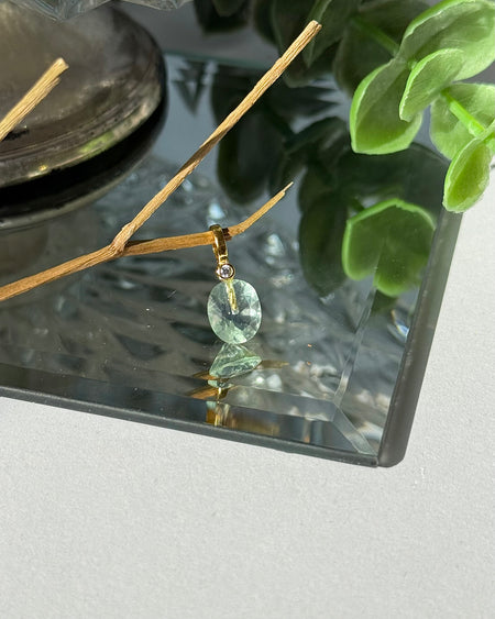 facettierter Fluorit Anhänger mit Zirkonia 925 Silber vergoldet