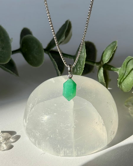Chrysopras Anhänger grün 925 Silber mit Zirkonia