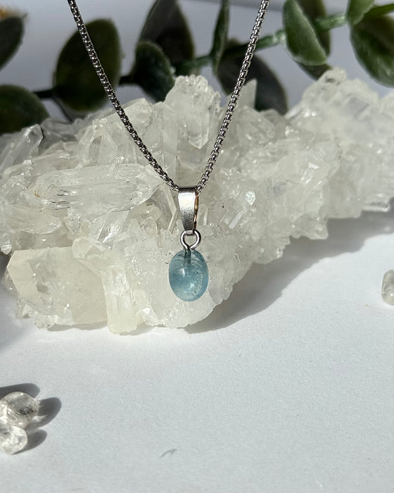 Aquamarin Cabochon Anhänger blau 925 Silber