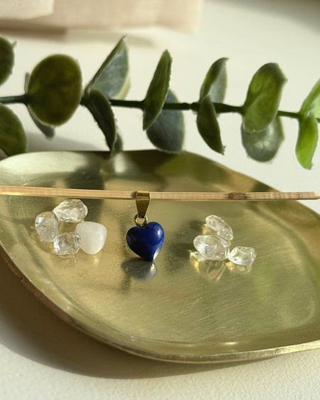 Lapis Lazuli Herz Anhänger 925 Silber vergoldete Öse tiefblauer Edelstein
