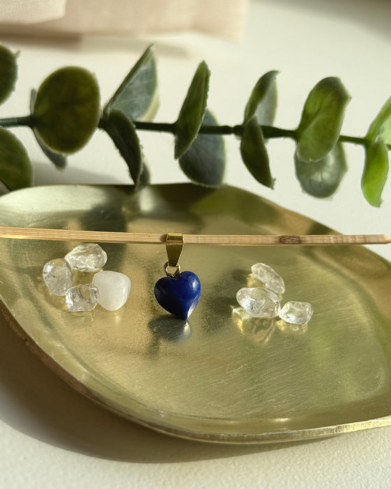 Lapis Lazuli Herz Anhänger 925 Silber vergoldete Öse tiefblauer Edelstein