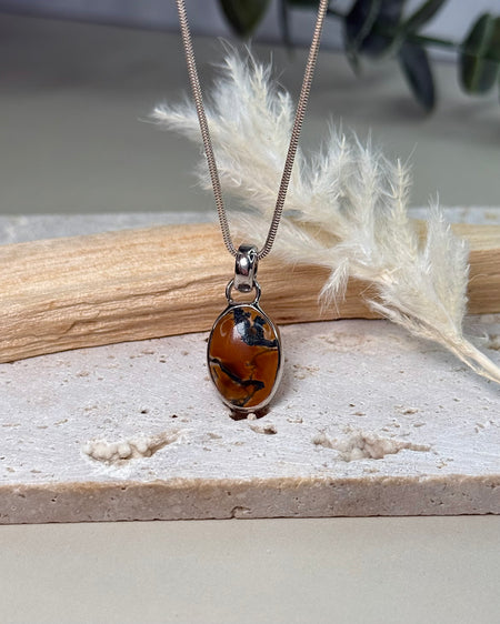 grüner Moosachat Schmuck Anhänger eingefasst in Silber