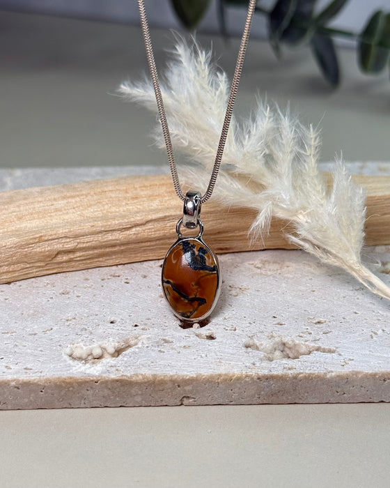 grüner Moosachat Schmuck Anhänger eingefasst in Silber