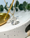 Facettierter Bergkristall Anhänger mit Zirkonia und vergoldeter 925 Silber Doppelöse
