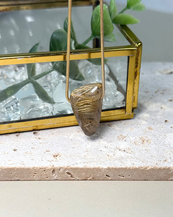 Rutilquarz Anhänger gebohrt klar mit feinen Nadeln ca 2,2 cm