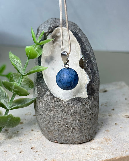 Edelstein Kugelanhänger Dumortierit blau, 925 Silber 