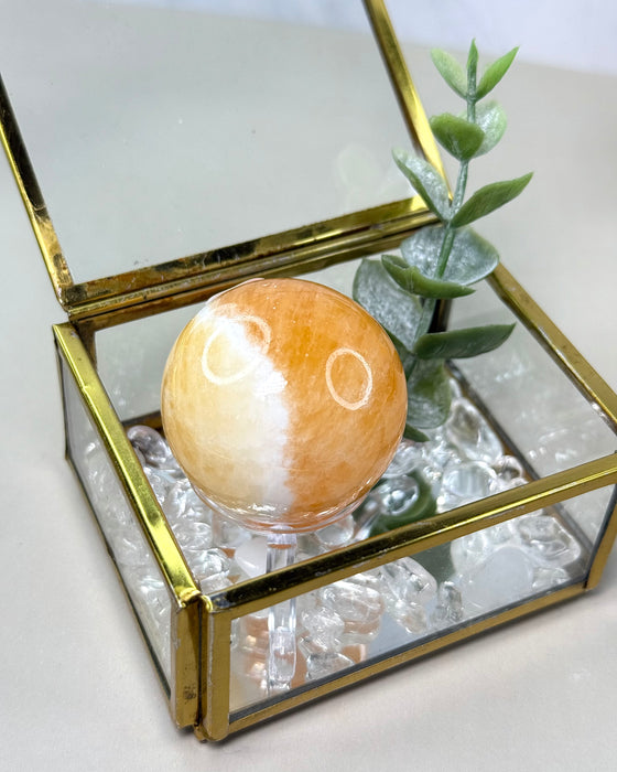 Orangen Calcit Kugel 3,8 cm aus Mexiko poliert warme orange Farbe Mineral