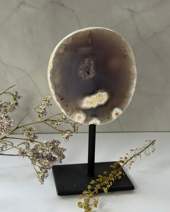 Achatgeode auf Ständer, Höhe 14,3cm