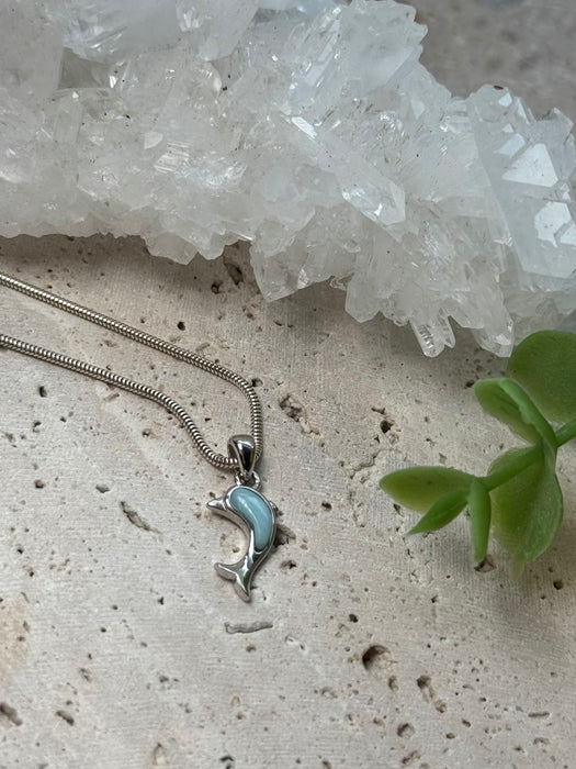 Larimar Delfin Anhänger 925er silber
