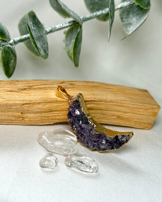 Amethyst Halbmond Anhänger galvanisiert vergoldet