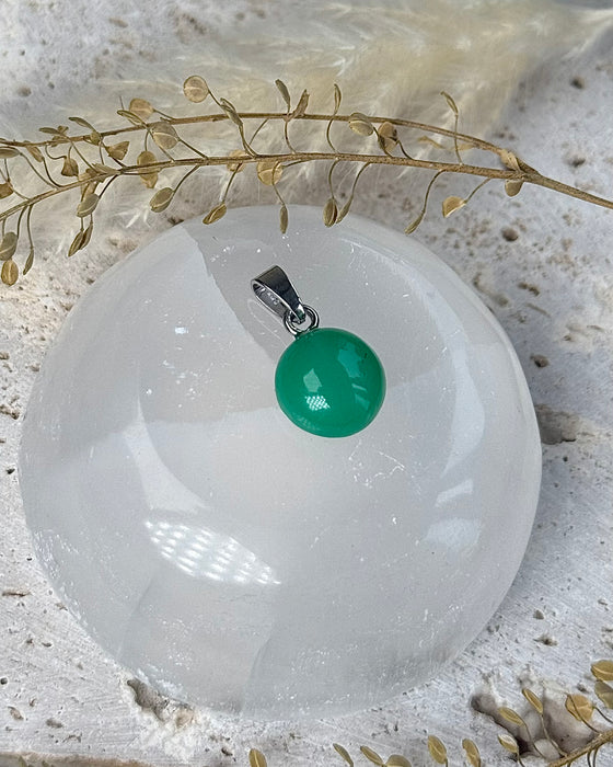 Chrysopras Anhänger mit 925er Silber Öse rhodiniert