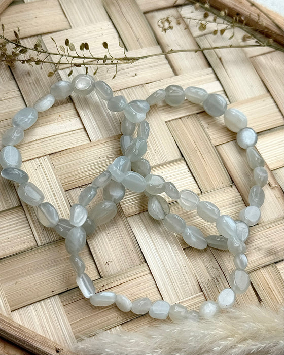 Mondstein Weiß Nugget-Armband – 17 cm