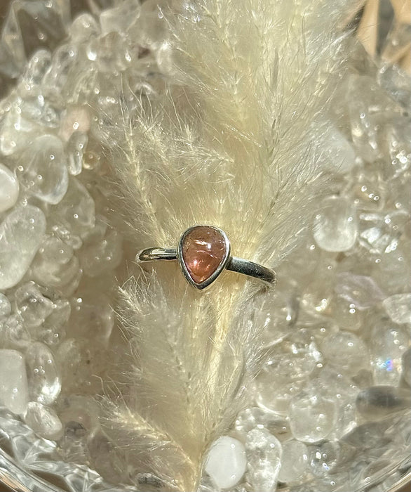 Rosa Turmalin Ring – 925er Silber, Größe 59