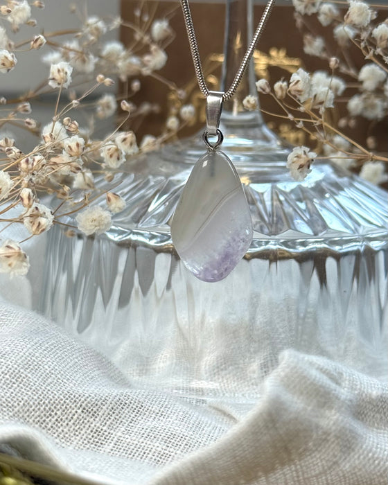 Amethyst mit Achat und Quarz Anhänger, 2,5cm mit 925er Silberstiftöse