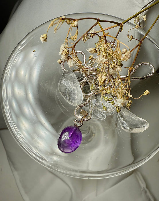 Amethyst Anhänger Cabochon 925er Silberöse