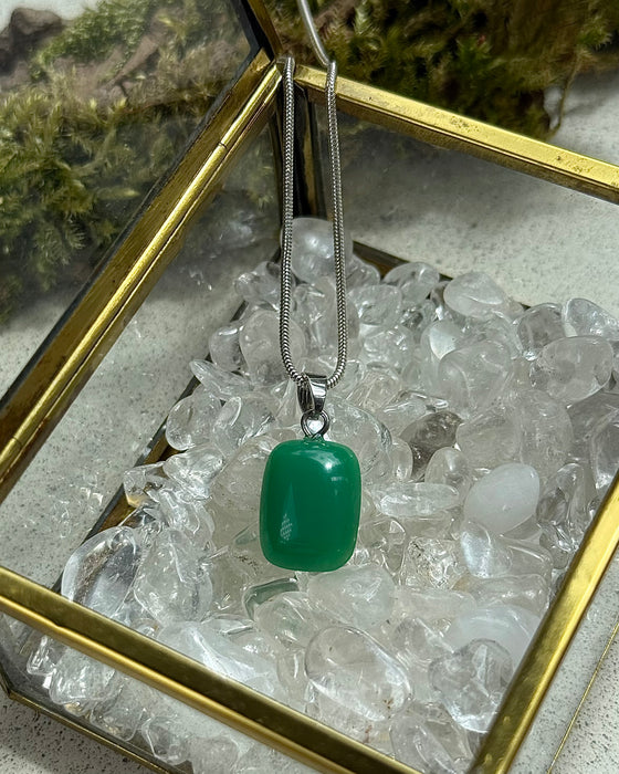 Chrysopras Anhänger mit 925er Silber Öse rhodiniert