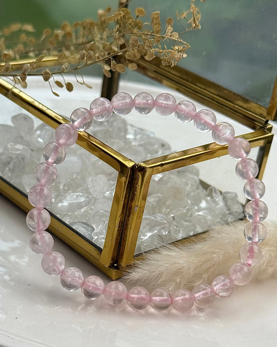 Rosenquarz Kugelarmband – 6 mm | 17 cm Umfang