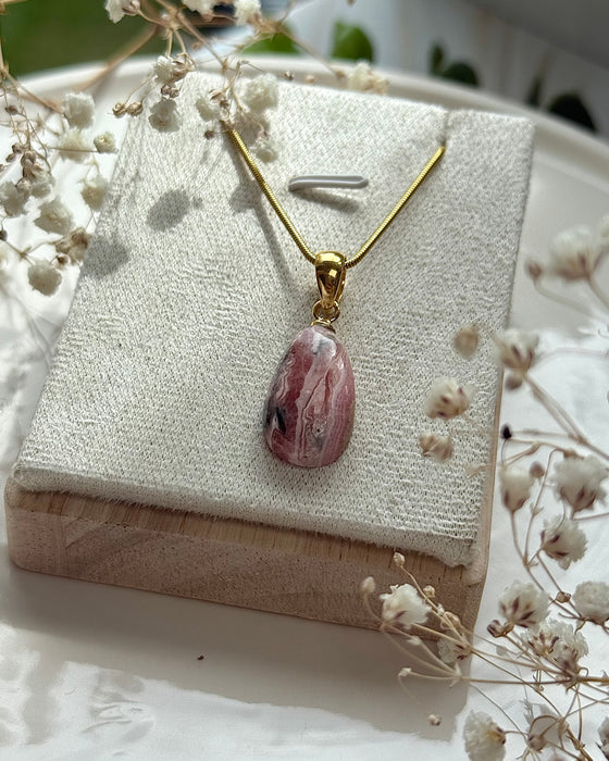 Rhodochrosit-Anhänger – 925er Silberstiftöse vergoldet