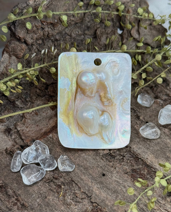 Perlenanhänger rechteckig, Maße 4,3cm x 3,5cm