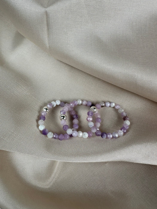 Lepidolith Perlenring mit 925er Silberperle